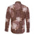 Hawaii Family Matching Off The Shoulder Long Sleeve Dress and Hawaiian Shirt Brown Polynesian Monstera Patterns - Polynesian Pride