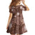 Hawaii Family Matching Off Shoulder Short Dress and Hawaiian Shirt Brown Polynesian Monstera Patterns - Polynesian Pride