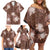 Hawaii Family Matching Off Shoulder Short Dress and Hawaiian Shirt Brown Polynesian Monstera Patterns - Polynesian Pride