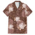 Hawaii Family Matching Off Shoulder Short Dress and Hawaiian Shirt Brown Polynesian Monstera Patterns - Polynesian Pride