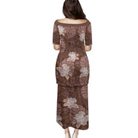 Hawaii Family Matching Puletasi and Hawaiian Shirt Brown Polynesian Monstera Patterns - Polynesian Pride