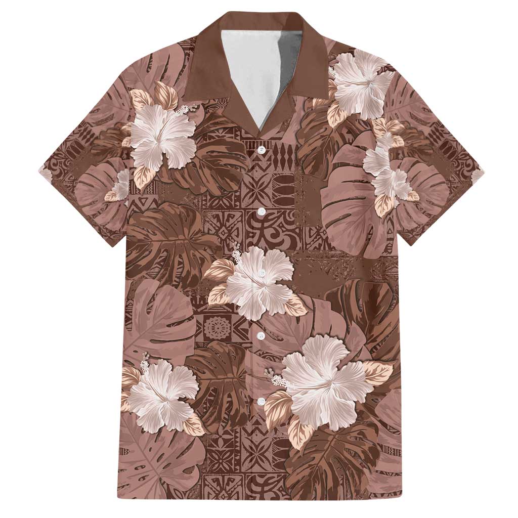 Hawaii Family Matching Summer Maxi Dress and Hawaiian Shirt Brown Polynesian Monstera Patterns - Polynesian Pride