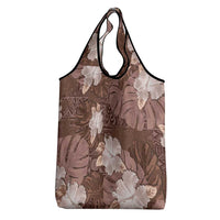 Hawaii Grocery Bag Brown Polynesian Monstera Patterns - Polynesian Pride