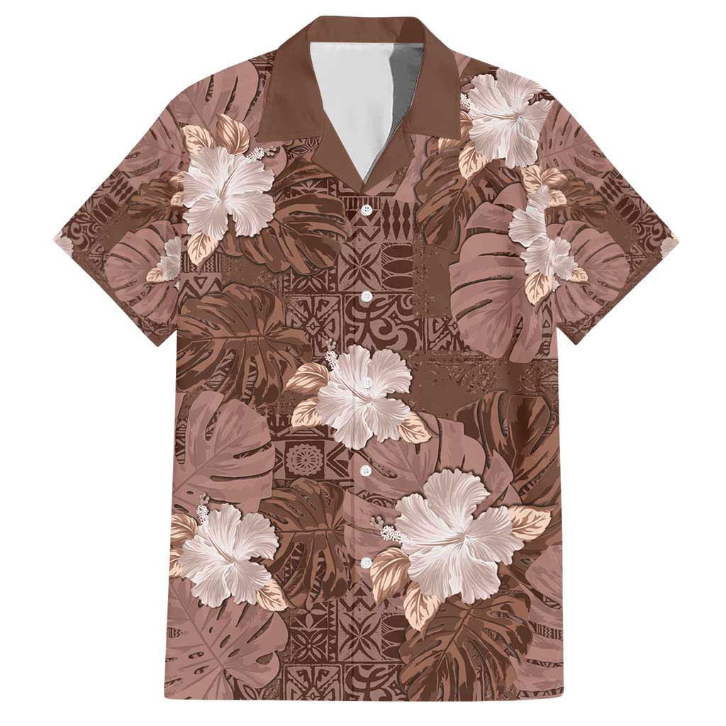 Hawaii Hawaiian Shirt Brown Polynesian Monstera Patterns - Polynesian Pride