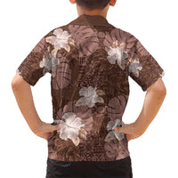 Hawaii Kid Hawaiian Shirt Brown Polynesian Monstera Patterns DT05 - Polynesian Pride