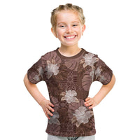 Hawaii Kid T Shirt Brown Polynesian Monstera Patterns DT05 Brown - Polynesian Pride