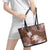 Hawaii Leather Tote Bag Brown Polynesian Monstera Patterns - Polynesian Pride