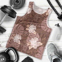 Hawaii Men Tank Top Brown Polynesian Monstera Patterns - Polynesian Pride