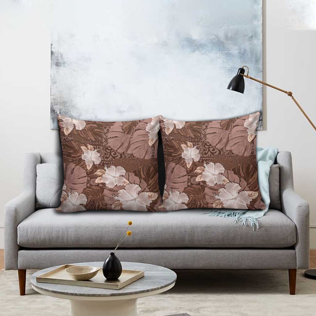 Hawaii Pillow Cover Brown Polynesian Monstera Patterns DT05 - Polynesian Pride