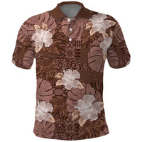 Hawaii Polo Shirt Brown Polynesian Monstera Patterns - Polynesian Pride