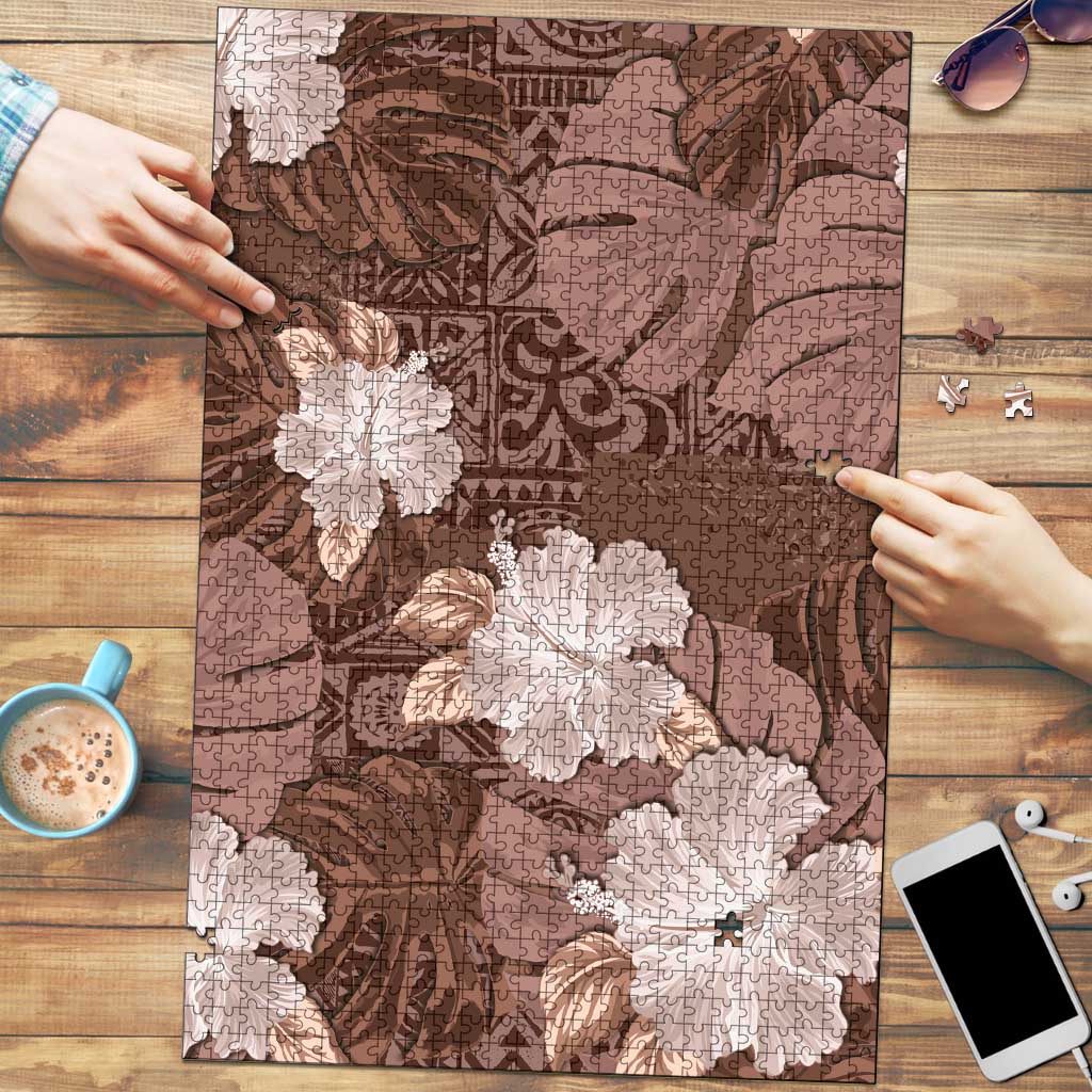 Hawaii Puzzle Brown Polynesian Monstera Patterns - Polynesian Pride