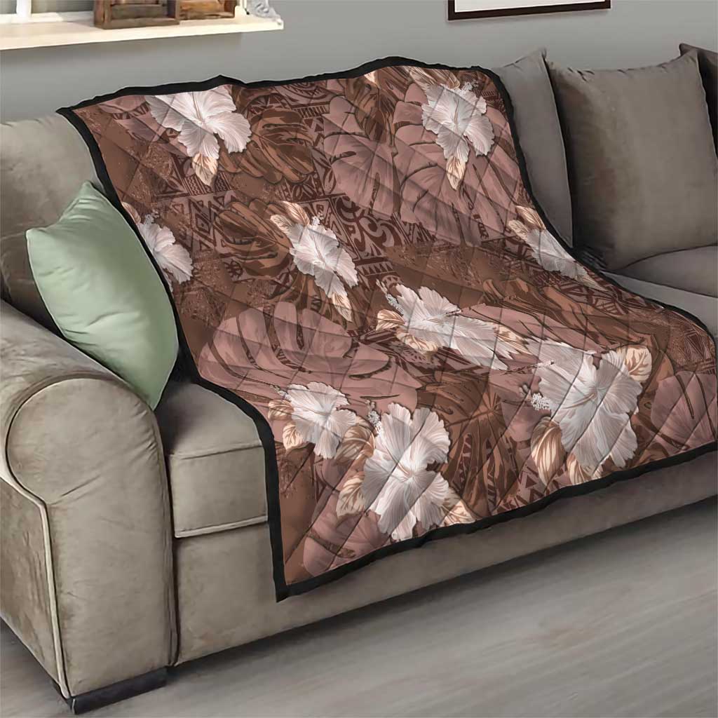 Hawaii Quilt Brown Polynesian Monstera Patterns - Polynesian Pride