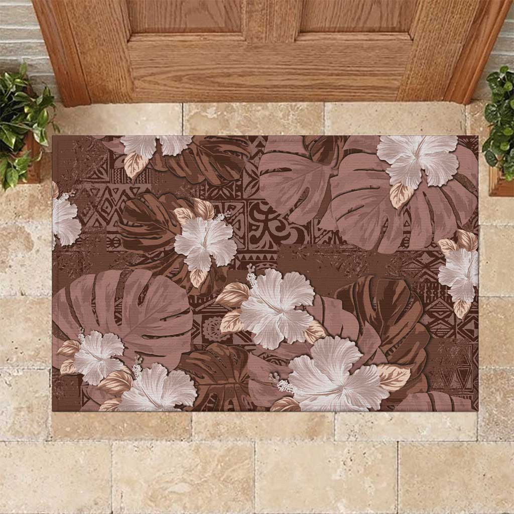 Hawaii Rubber Doormat Brown Polynesian Monstera Patterns DT05 Brown - Polynesian Pride
