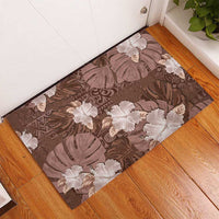 Hawaii Rubber Doormat Brown Polynesian Monstera Patterns - Polynesian Pride
