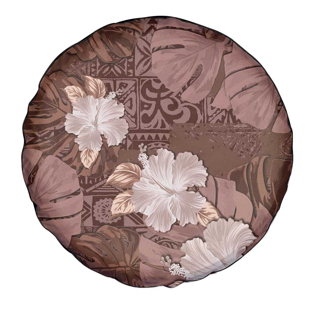 Hawaii Spare Tire Cover Brown Polynesian Monstera Patterns - Polynesian Pride
