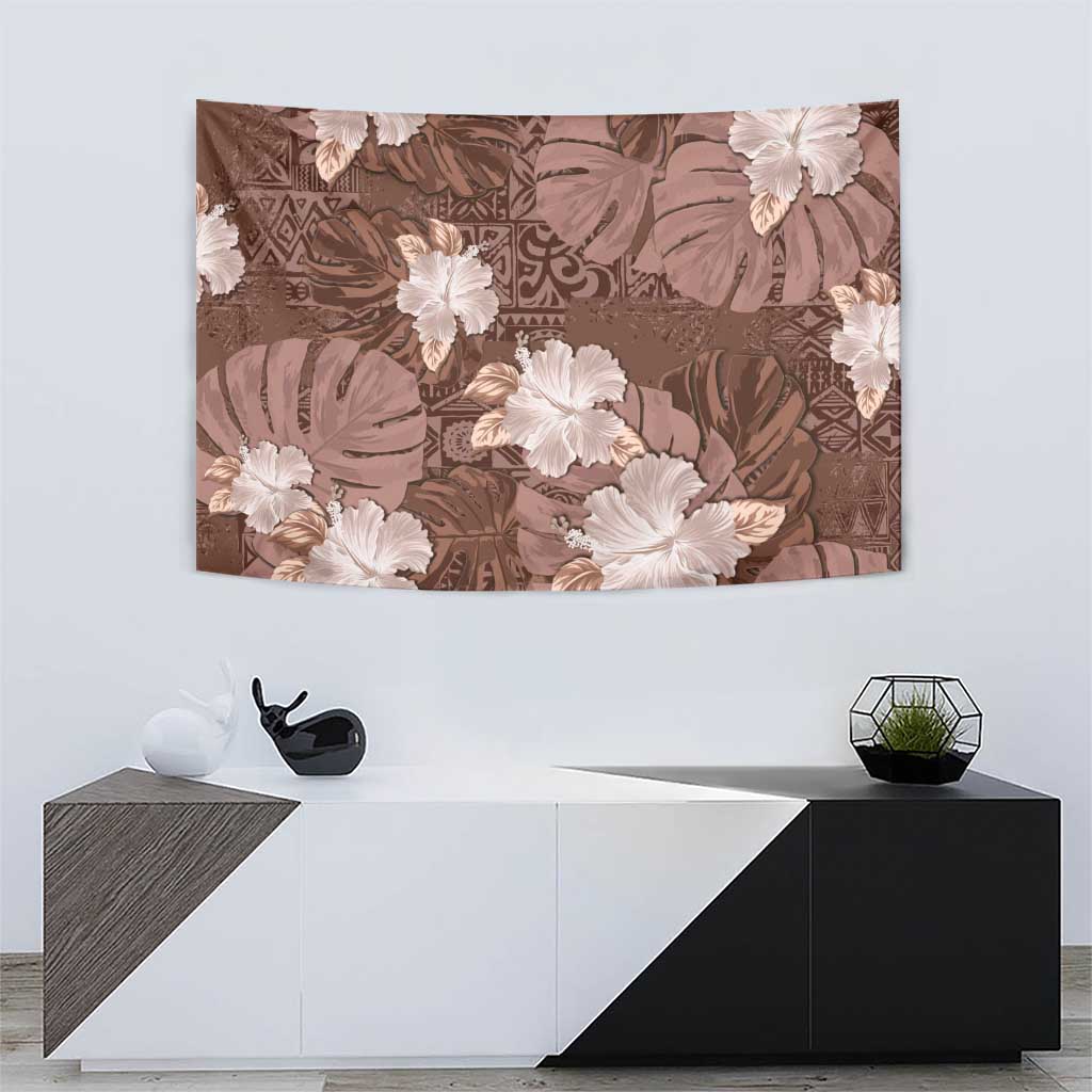 Hawaii Tapestry Brown Polynesian Monstera Patterns - Polynesian Pride