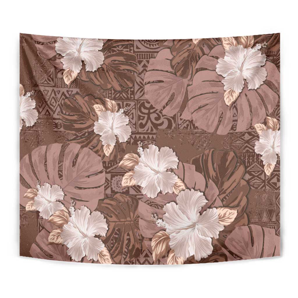 Hawaii Tapestry Brown Polynesian Monstera Patterns - Polynesian Pride