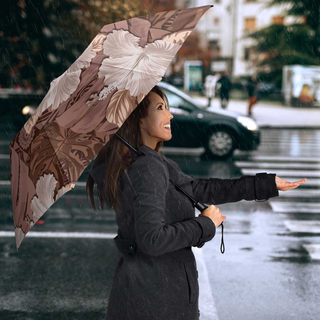 Hawaii Umbrella Brown Polynesian Monstera Patterns - Polynesian Pride