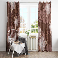 Hawaii Window Curtain Brown Polynesian Monstera Patterns - Polynesian Pride