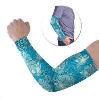 Hawaii Arm Sleeves Teal Polynesian Monstera Patterns - Polynesian Pride