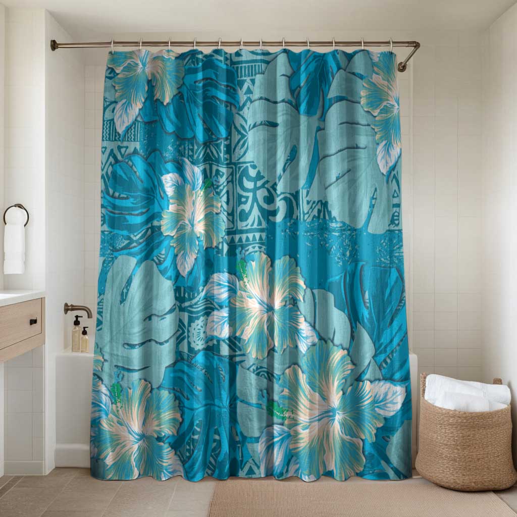 Hawaii Bathroom Set Teal Polynesian Monstera Patterns - Polynesian Pride