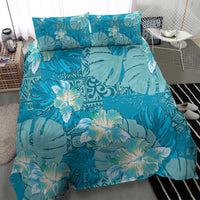 Hawaii Bedding Set Teal Polynesian Monstera Patterns - Polynesian Pride