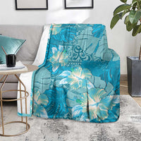 Hawaii Blanket Teal Polynesian Monstera Patterns - Polynesian Pride