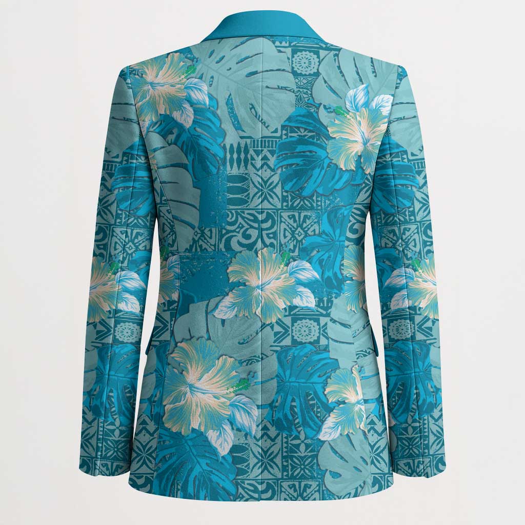 Hawaii Blazer Teal Polynesian Monstera Patterns DT05 - Polynesian Pride
