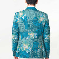 Hawaii Blazer Teal Polynesian Monstera Patterns DT05 - Polynesian Pride