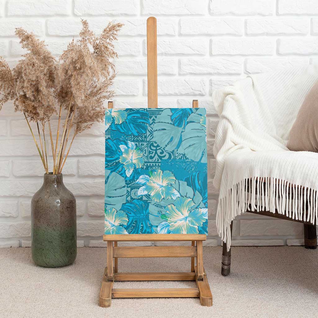 Hawaii Canvas Wall Art Teal Polynesian Monstera Patterns - Polynesian Pride