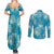 Hawaii Couples Matching Summer Maxi Dress and Long Sleeve Button Shirt Teal Polynesian Monstera Patterns - Polynesian Pride