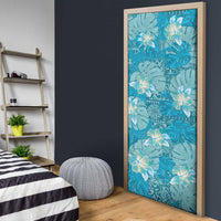 Hawaii Door Cover Teal Polynesian Monstera Patterns - Polynesian Pride