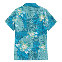 Hawaii Family Matching Mermaid Dress and Hawaiian Shirt Teal Polynesian Monstera Patterns - Polynesian Pride