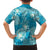 Hawaii Family Matching Off The Shoulder Long Sleeve Dress and Hawaiian Shirt Teal Polynesian Monstera Patterns - Polynesian Pride