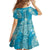 Hawaii Family Matching Off The Shoulder Long Sleeve Dress and Hawaiian Shirt Teal Polynesian Monstera Patterns - Polynesian Pride