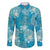 Hawaii Family Matching Off The Shoulder Long Sleeve Dress and Hawaiian Shirt Teal Polynesian Monstera Patterns - Polynesian Pride