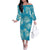 Hawaii Family Matching Off The Shoulder Long Sleeve Dress and Hawaiian Shirt Teal Polynesian Monstera Patterns - Polynesian Pride