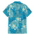 Hawaii Family Matching Off Shoulder Short Dress and Hawaiian Shirt Teal Polynesian Monstera Patterns - Polynesian Pride