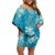Hawaii Family Matching Off Shoulder Short Dress and Hawaiian Shirt Teal Polynesian Monstera Patterns - Polynesian Pride