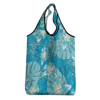 Hawaii Grocery Bag Teal Polynesian Monstera Patterns - Polynesian Pride