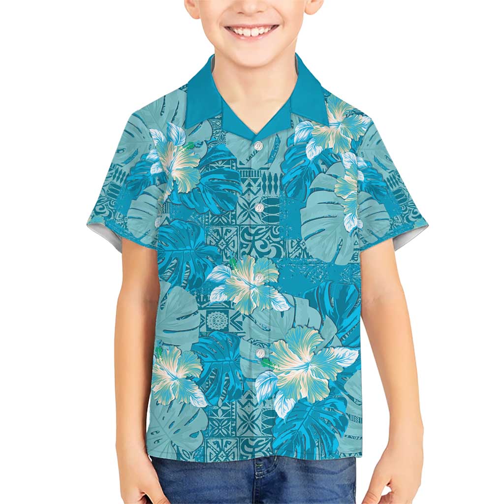 Hawaii Hawaiian Shirt Teal Polynesian Monstera Patterns - Polynesian Pride