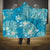 Hawaii Hooded Blanket Teal Polynesian Monstera Patterns - Polynesian Pride