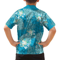 Hawaii Kid Hawaiian Shirt Teal Polynesian Monstera Patterns - Polynesian Pride