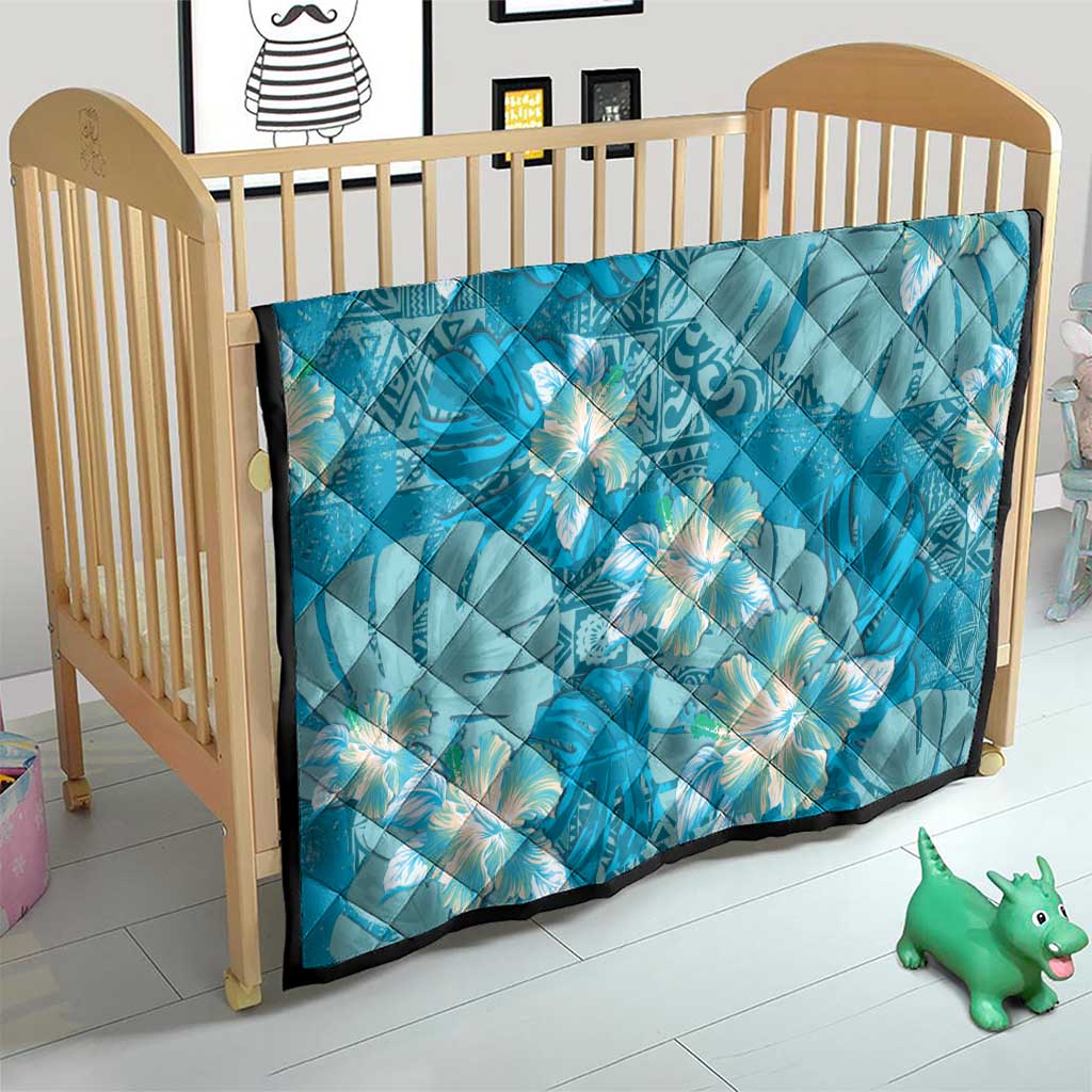 Hawaii Quilt Teal Polynesian Monstera Patterns - Polynesian Pride