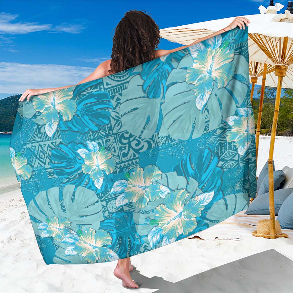 Hawaii Sarong Teal Polynesian Monstera Patterns DT05 One Size 44 x 66 inches Teal - Polynesian Pride