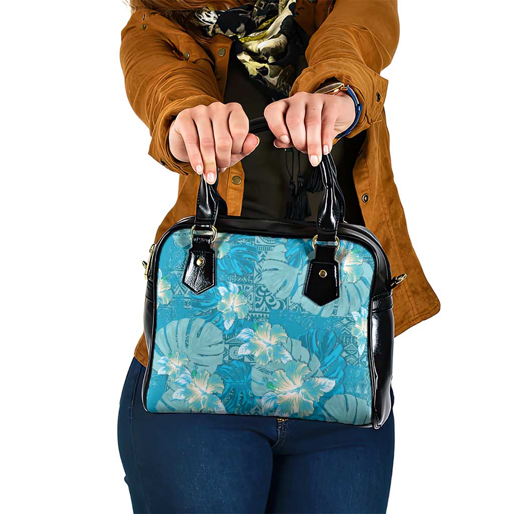 Hawaii Shoulder Handbag Teal Polynesian Monstera Patterns DT05 One Size Teal - Polynesian Pride