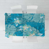 Hawaii Tablecloth Teal Polynesian Monstera Patterns - Polynesian Pride