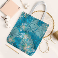 Hawaii Tote Bag Teal Polynesian Monstera Patterns - Polynesian Pride