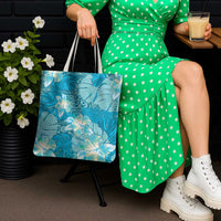 Hawaii Tote Bag Teal Polynesian Monstera Patterns - Polynesian Pride