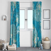 Hawaii Window Curtain Teal Polynesian Monstera Patterns - Polynesian Pride